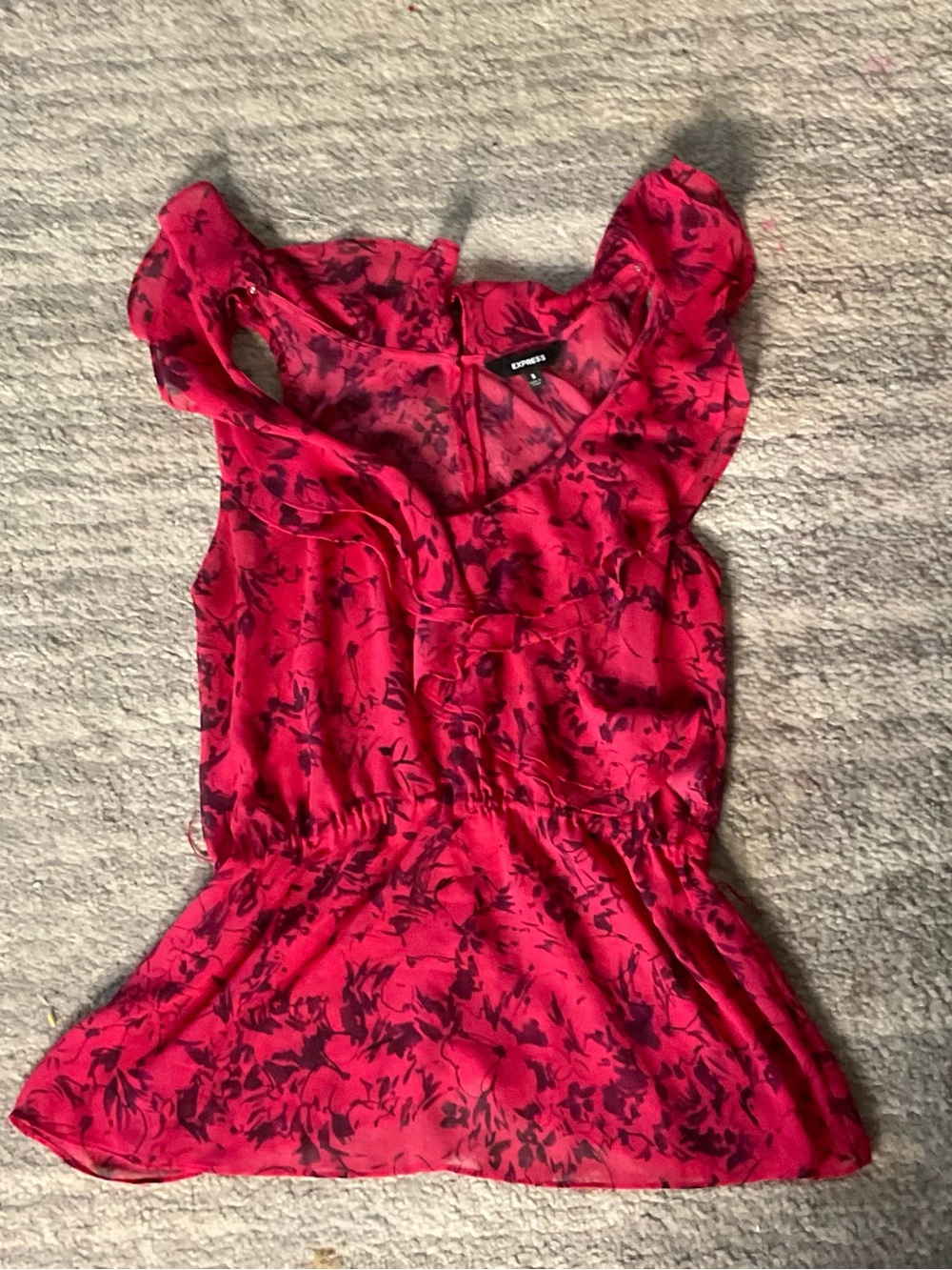Express Red Floral Ruffle Camisole - Picture 2 of 2